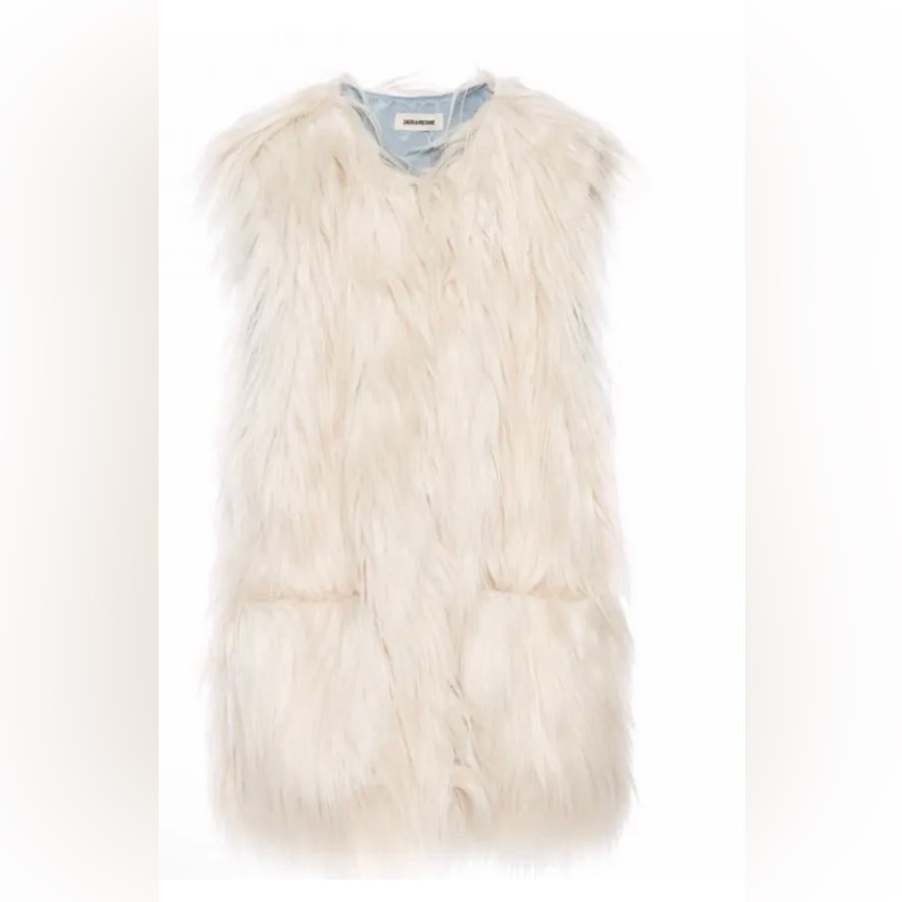 ZADIG & VOLTAIRE Fire Ivory Faux Fur Vest Size: S Retails For $398